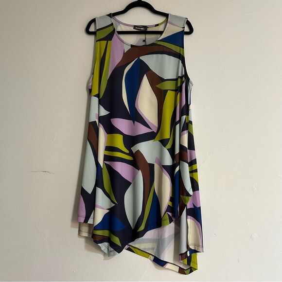 Alembika Amelie Sleeveless Tunic Tank Top Abstract Size 6 16-18 Lagenlook Casual - Picture 2 of 11